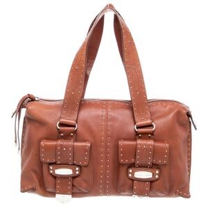 Michael Kors Tan Leather Studded Shoulder Bag